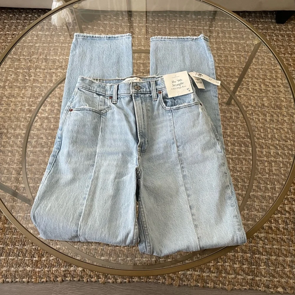 abercrombie and fitch curve love the 90s straight ultra high rise jeans - Picture 9 of 11